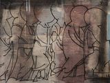 an image of a painting of a group of people walking down a street