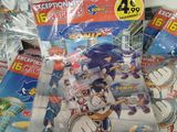 a pile of sonic the hedge comic books on a table
