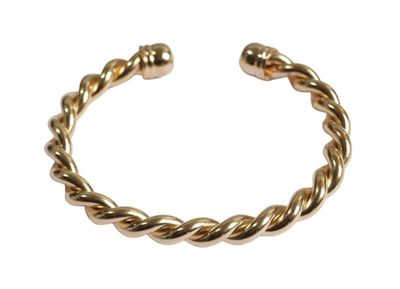 BRACELET JONC en forme de cordage en métal doré, largeur : e…