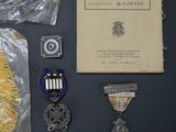 a table with a lot of military items on it