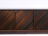 the sideboard is made of wood and has two doors on each side