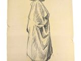 dessin au crayon représentant un homme portant un chapeau sur la tête