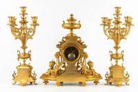 Ensemble de cheminée en trois pièces, composé d'une horloge … (photo 5)