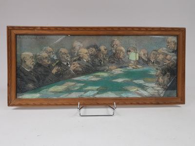 an image of a painting of a group of men sitting at a table