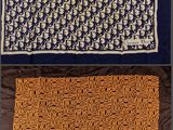 trois photos différentes d'un lit recouvert d'une couverture marron et bleue