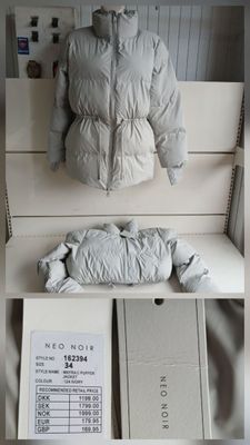 a picture of a white jacket on display in a store