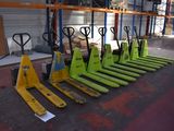 a lot of pallets that are lined up in a warehouse