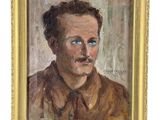 tableau représentant un homme en chemise marron, avec une moustache et une barbichette