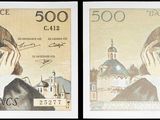 trois images différentes du visage d'une femme figurant sur un billet de banque