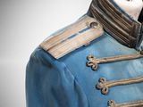 an image of a mannequin dressed in a blue military uniform