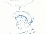 cartoon drawing of a woman with a thought bubble above her head