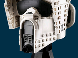 a lego model of a star wars vehicle on a stand