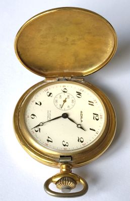 Montre de gousset savonnette acier chromé et doré, chiffres …