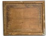 an old wooden picture frame with a brown paint on it