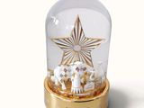 a snow globe with a nativity scene inside of it