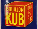 une image représentant un panneau bleu et jaune sur lequel figure un cadre rouge