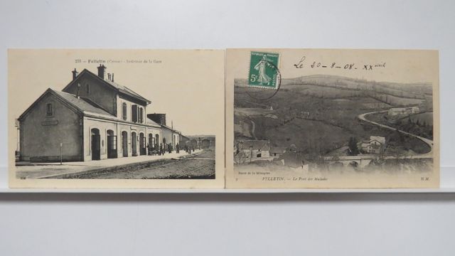 Felletin : Lot de 2 cpa : Intérieur de la Gare (HM 233), TBE + Le...