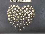 michael kors black leather wallet with gold studded heart