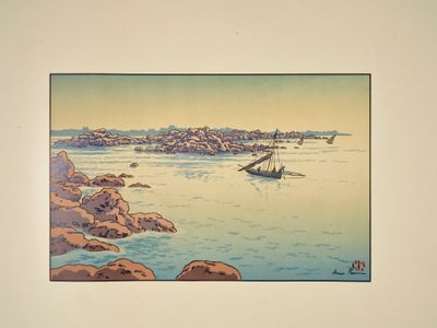 une image d'un tableau représentant un bateau dans l'eau