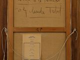 an old picture of a wooden frame with writing on it