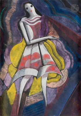 an image of a painting of a woman sitting on a chair