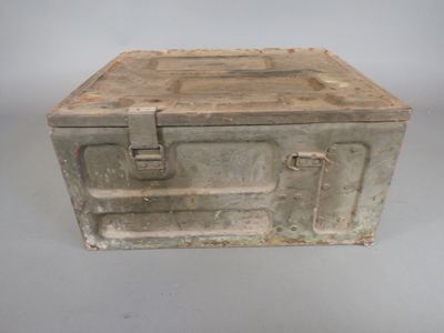 an old metal box with a latch on it