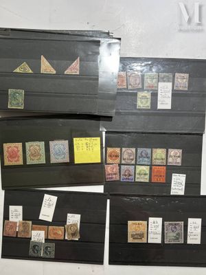many different types of stamps on a black box