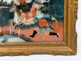 a painting of a man riding a horse and a woman riding a horse