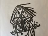 the cover of a book with a drawing of a man ' s face on it