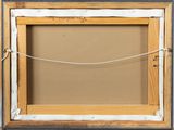 an old picture frame with a rope hanging from it ' s side