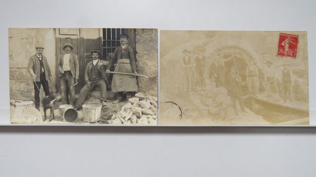 Maçons creusois : Lot de 2 cartes-photos. B.E.