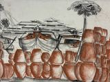 de nombreux pots alignés par terre