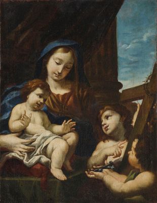 an image of a painting of a woman holding a baby