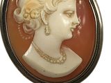 a picture of a woman ' s profile in a cameo broochle