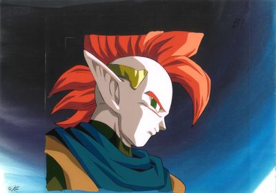 un tableau représentant un dragon aux cheveux roux et aux yeux verts