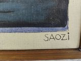 an image of a painting of a cat sitting on top of a table