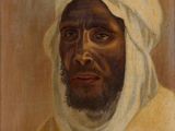 une peinture à l'huile représentant un homme coiffé d'un turban blanc