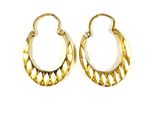 pair of gold tone hoop earrings on a white background