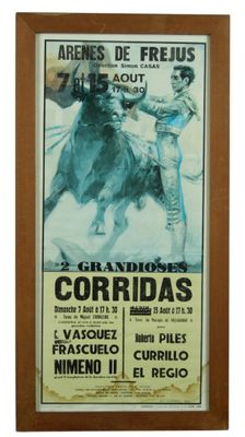 "Arènes de Fréjus". Affiche de Tauromachie. Encadrée. 68 x 3…