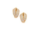 a pair of gold and diamond earrings