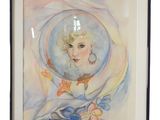 une image d'un tableau représentant une femme en robe bleue