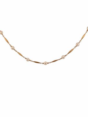 Collier ras de cou en or jaune 750‰ alternant des maillons de forme na - Photo 1