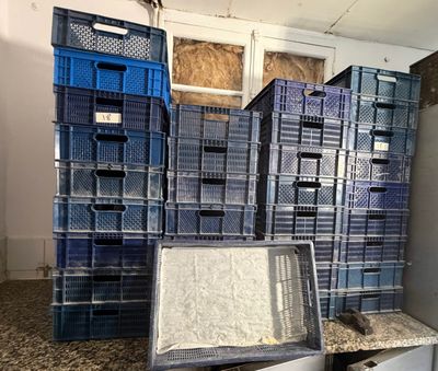 beaucoup de caisses empilées sur le comptoir