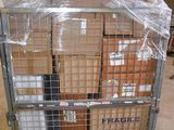 a large metal cart with a bunch of boxes in it