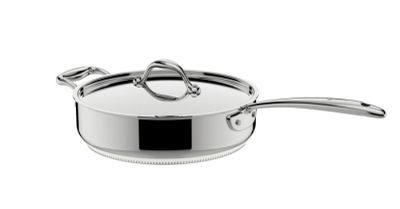 a close up of a pan with a lid on a white background