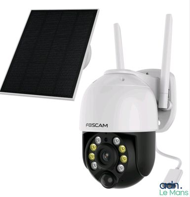 a close up of a solar powered camera with a solar panel