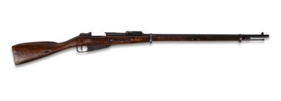 un fusil avec un canon en bois sur fond blanc