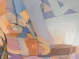 une peinture représentant une femme assise sur une chaise