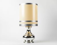 Lampe à poser en céramique émaillée argenté à fût pansu, aba…