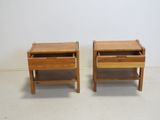 pair of mid century modern nightstand tables with drawers